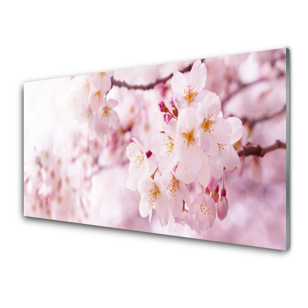 Glass Wall Art Flowers floral pink