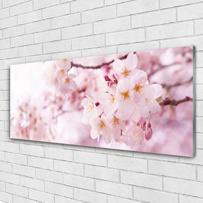 Glass Wall Art Flowers floral pink