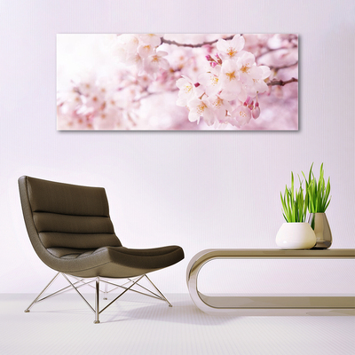 Glass Wall Art Flowers floral pink