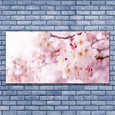 Glass Wall Art Flowers floral pink