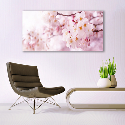 Glass Wall Art Flowers floral pink