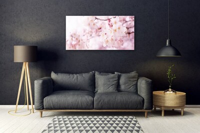 Glass Wall Art Flowers floral pink