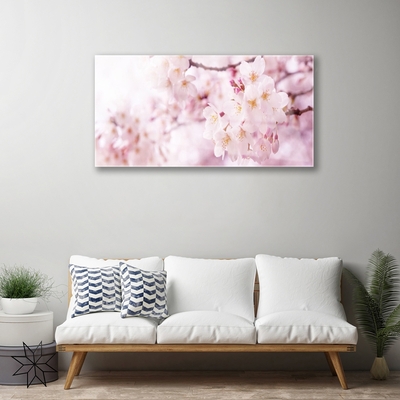 Glass Wall Art Flowers floral pink