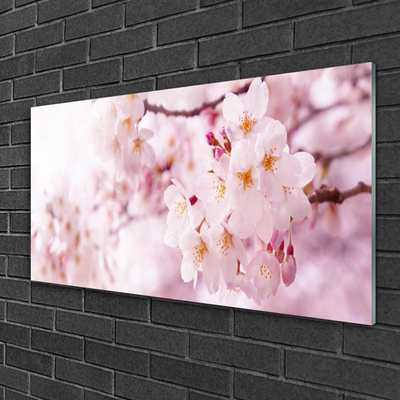 Glass Wall Art Flowers floral pink