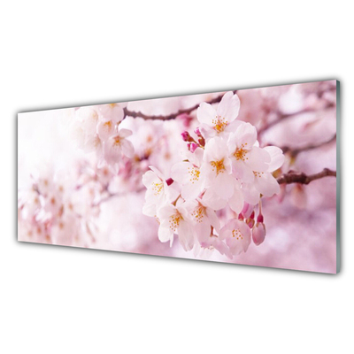 Glass Wall Art Flowers floral pink