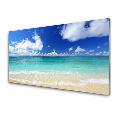 Glass Wall Art Sea landscape blue