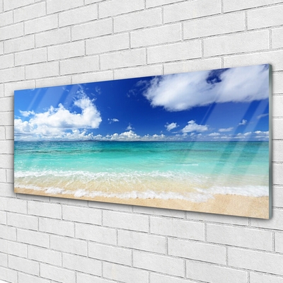 Glass Wall Art Sea landscape blue