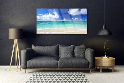 Glass Wall Art Sea landscape blue