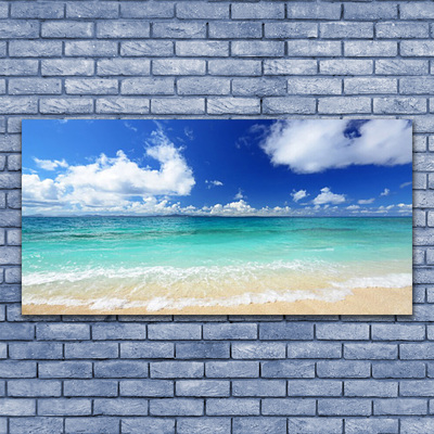 Glass Wall Art Sea landscape blue