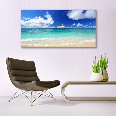 Glass Wall Art Sea landscape blue