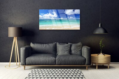 Glass Wall Art Sea landscape blue