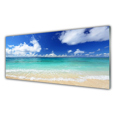 Glass Wall Art Sea landscape blue