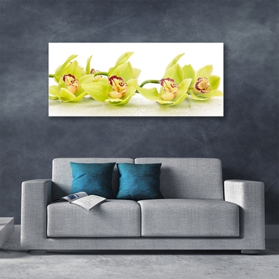 Glass Wall Art Flowers floral green