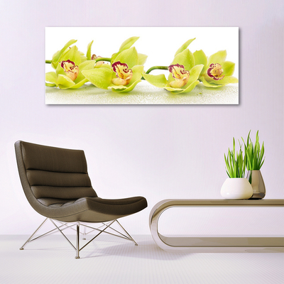 Glass Wall Art Flowers floral green