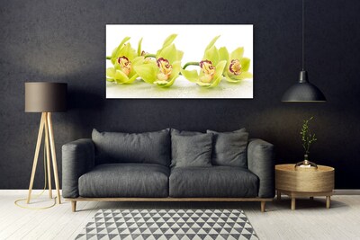 Glass Wall Art Flowers floral green