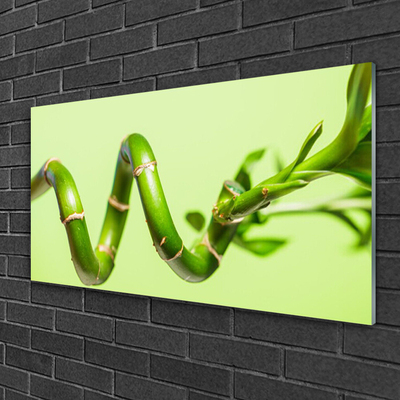 Glass Wall Art Bamboo floral green