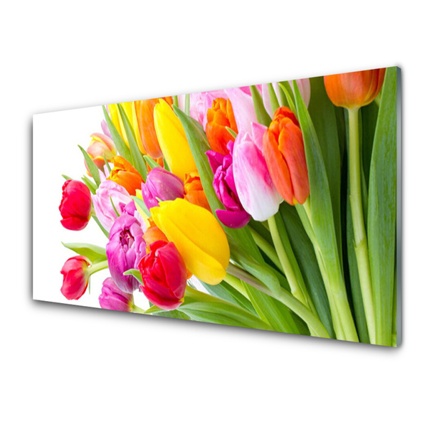 Glass Wall Art Tulips floral multi