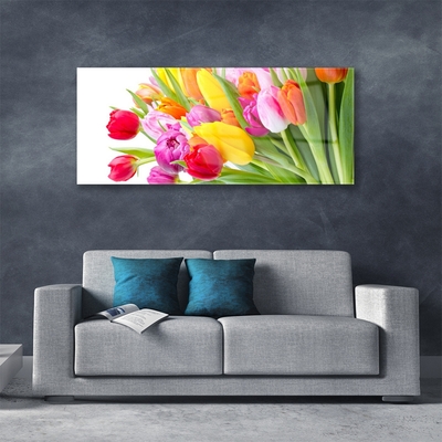 Glass Wall Art Tulips floral multi