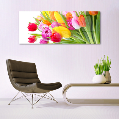 Glass Wall Art Tulips floral multi