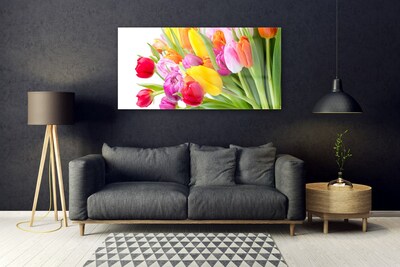 Glass Wall Art Tulips floral multi