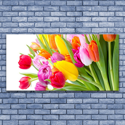 Glass Wall Art Tulips floral multi