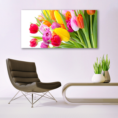 Glass Wall Art Tulips floral multi