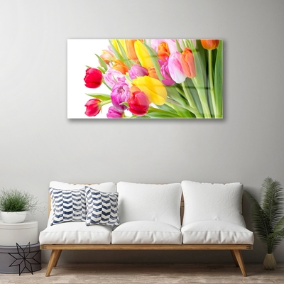 Glass Wall Art Tulips floral multi