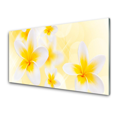 Glass Wall Art Flowers floral white green