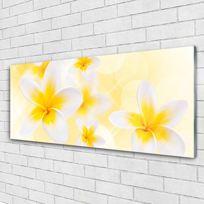 Glass Wall Art Flowers floral white green