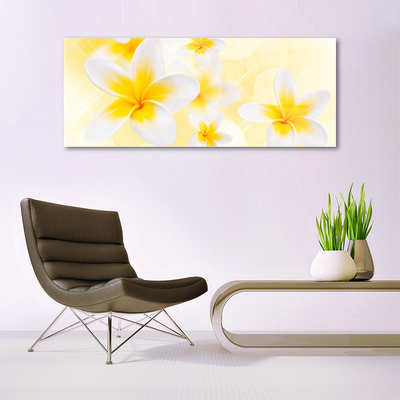 Glass Wall Art Flowers floral white green