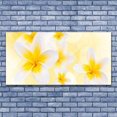 Glass Wall Art Flowers floral white green