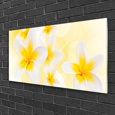 Glass Wall Art Flowers floral white green