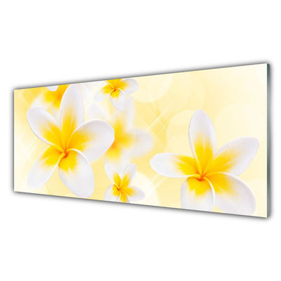 Glass Wall Art Flowers floral white green