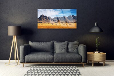 Glass Wall Art Desert landscape yellow brown