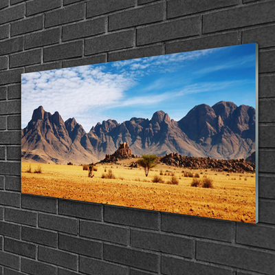 Glass Wall Art Desert landscape yellow brown