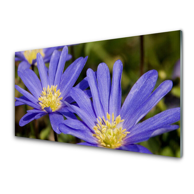 Glass Wall Art Flowers floral purple