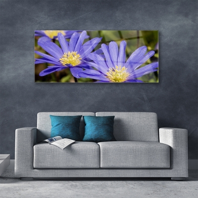 Glass Wall Art Flowers floral purple