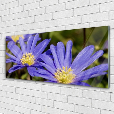 Glass Wall Art Flowers floral purple