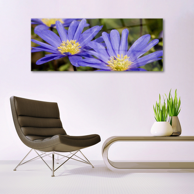 Glass Wall Art Flowers floral purple