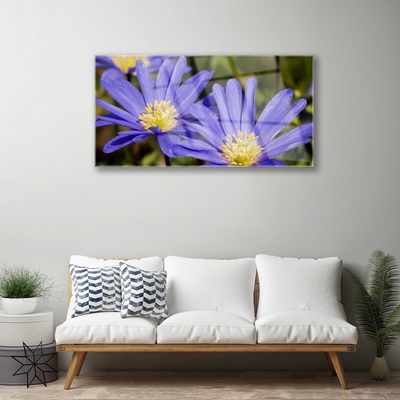 Glass Wall Art Flowers floral purple