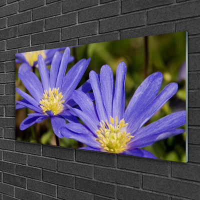 Glass Wall Art Flowers floral purple