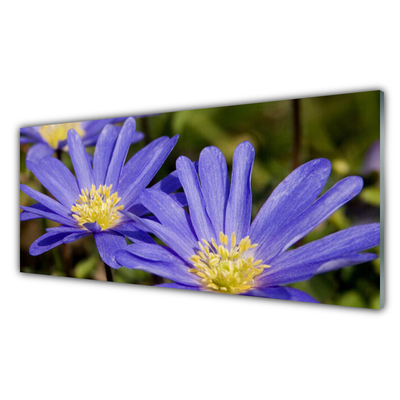 Glass Wall Art Flowers floral purple