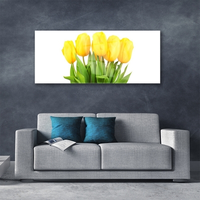 Glass Wall Art Tulips floral yellow