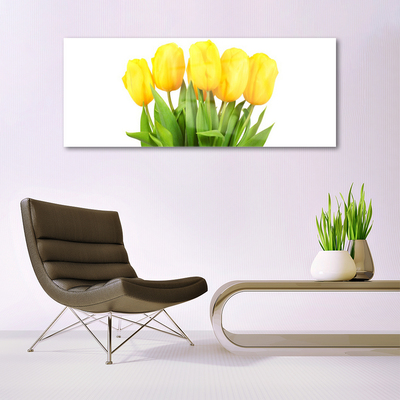 Glass Wall Art Tulips floral yellow