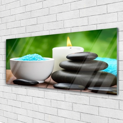 Glass Wall Art Shell candle stones art white black