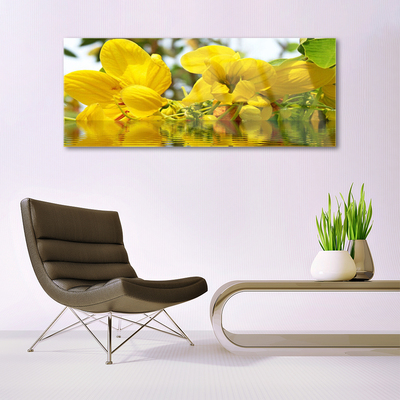 Glass Wall Art Flowers floral yellow