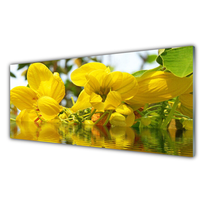 Glass Wall Art Flowers floral yellow