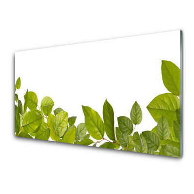 Glass Wall Art Leaves floral green