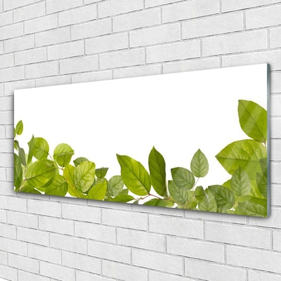 Glass Wall Art Leaves floral green