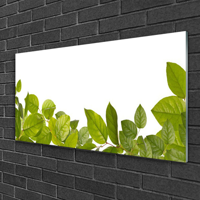 Glass Wall Art Leaves floral green